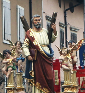 Statua di Sant'Andrea durante la processione, Basiliano